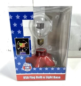 NEW 2002 BLIP USA AMERICAN FLAG NEON LIGHT BULB RED BASE PATRIOTIC LAMP SEALED - Picture 1 of 3