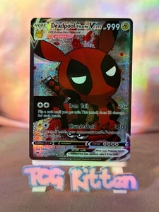 *CUSTOM* Deadpool Pikachu Cosplay Series Poncho Handmade Holo Art TCGKITTEN - Picture 1 of 2