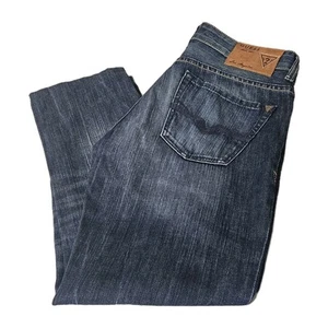 Guess Lincoln Slim Straight Denim Jeans Mens Blue 31x25 Dark Wash EUC - Picture 1 of 9