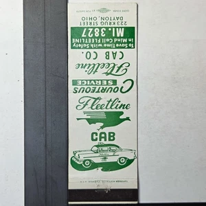 Fleetline Cab Co. Dayton Ohio Vintage Green Taxi Car Matchbook - Picture 1 of 3