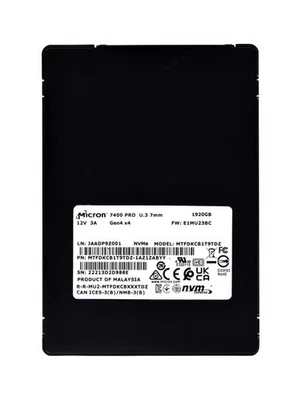 Micron 7400 PRO 1.92TB SSD NVMe PCIe 4.0x4 U.3 MTFDKCB1T9TDZ-1AZ1ZABYY - Bild 1 von 2