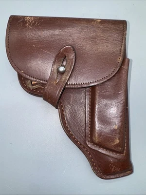 East Germany Military NVA Makarov Pistol Brown Leather Flap Holster - Image 1 of 4