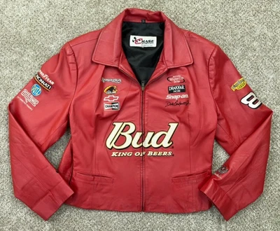 Chaqueta de cuero Bud Dale Earnhardt Jr para mujer XXL roja Chase Authentics Winston Cup Foto 1 de 4