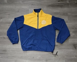 VTG Boathouse Jacket Mens Medium Yellow Blue Windbreaker Half Zip Made In USA - Picture 1 of 11