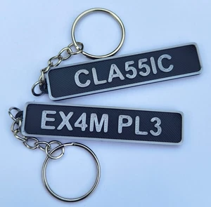 Customisable Car Number Registration Reg Plate Classic Design Keyring 3D Printed - Picture 1 of 1