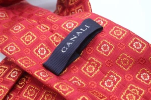 Canali Red Silk Tie Made in Italy 60” x 3.5” Geometric Squares Necktie - Picture 1 of 9