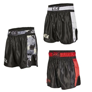 PX Thai Shorts, "Contender" schwarz-rot Thaiboxing Hose kurz Breiter Gummibund - Bild 1 von 28
