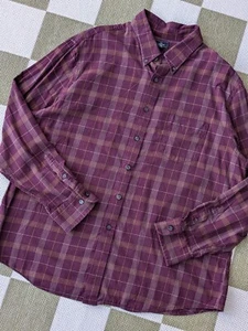 Dockers XXL Burgundy Plaid Check Long Sleeve Button Up Shirt 18.5 Bamboo Blend - Picture 1 of 16