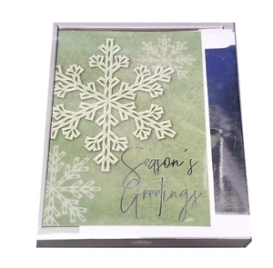 Festive Green Snowflakes - Luxury Boxed Holiday Cards - 18ct. - Picture 1 of 3