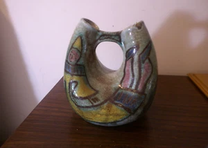 ACCOLAY vase a deux cols par Hubert GUY décor de clown , pierrot - Imagen 1 de 7