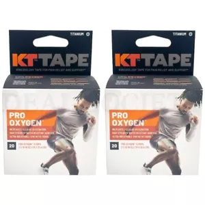 KT Tape Pro Oxygen Synthetic Kinesiology Athletic Tape Titanium 20ct Lot of 2 - Picture 1 of 5