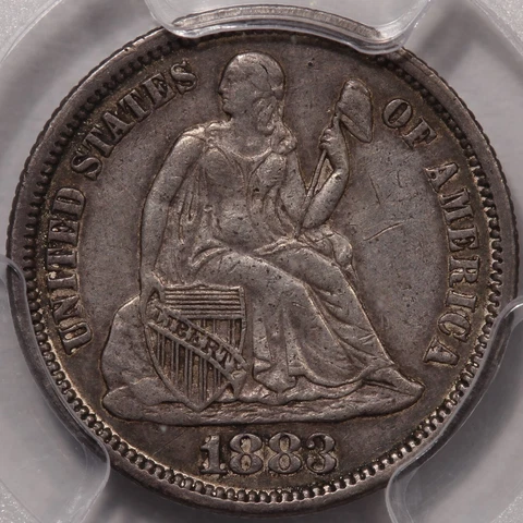 1883 Seated Liberty Dime PCGS XF-40 Cover