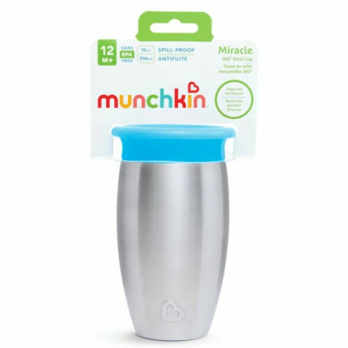 Munchkin Miracle Stainless Steel 360 Sippy Cup Blue 10 Ounce 12m