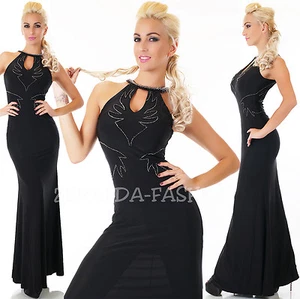 +++EDLES SEXY ABEND MAXI BALL FEST KLEID SCHWARZ STRASS SPITZE 34/36 38/40+++ - Bild 1 von 21