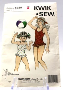 Vintage 1984 Kwik Sew Mädchen Einteiler Badeanzug ungeschnittenes Muster 1339 Größen 8-14 - Bild 1 von 5