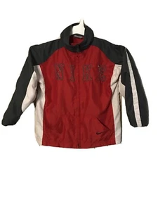 Nike Youth Size 6 Jacket Vintage Look Embroidered Windbreaker Gray Red White - Picture 1 of 8