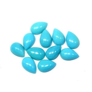 5 Pcs Natural Arizona Turquoise 7X9mm Pear Shape Cabochon Cut Loose Gemstone - Picture 1 of 7