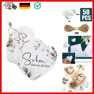 50 Stück Geschenkanhänger Hochzeit Schön dass du da bist Etiketten Herz Anhän... - Bild 1 von 7