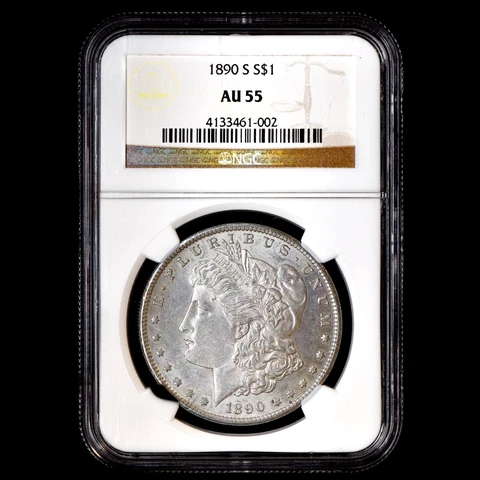 1890-S MORGAN SILVER DOLLAR ✪ NGC AU-55 ✪ $1 ALMOST UNCIRCULATED UNC ◢TRUSTED◣ Cover