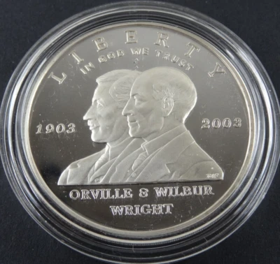 2003-P Wright Brothers Proof Silver Dollar US Mint $1 Commemorative Capsule Only - Image 1 of 4