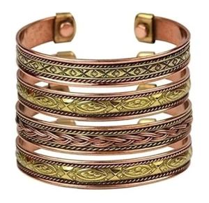 4 Pack Tibetan Pure Copper Magnetic Bracelet Arthritis Therapy Cuff Bangle New - Picture 1 of 16
