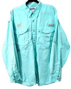 Columbia Hemd Herren XL türkis PFG belüftete Gesäßtaschen Angeln Wandern Camping - Bild 1 von 13