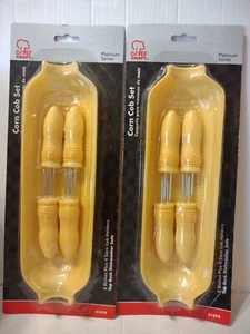 CORN COB DISH JUMBO SOFT GRIP YELLOW HANDLES PICNIC CORNCOB HOLDER CHEF CRAFT  - Picture 1 of 11