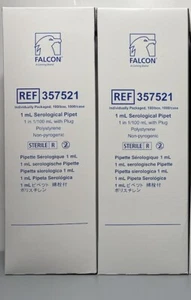 200 Stück Falcon 1 ml Serologische Pipetten steril mit Stopfen Polystyr nicht pryogen - Bild 1 von 5