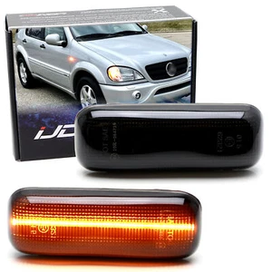Smoke Lens Amber Full LED Strip Fender Side Markers For 1998-03 Mercedes W163 ML - Picture 1 of 8