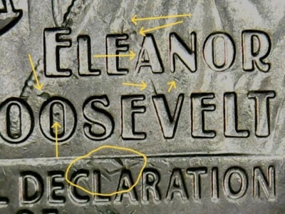 2023-P Eleanor Roosevelt Quarter Reverse Strike Through Error............A5 - Image 1 of 4