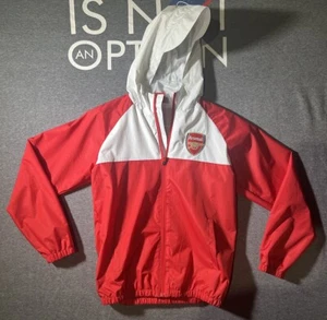 Arsenal FC Windbreaker Hoodie Adult Size 12/13 Mesh Jacket Hooded Front Patch - Picture 1 of 12