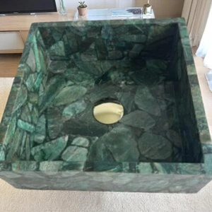 24" Natural Agate Stone Sink Luxury Bathroom & Kitchen Wash Basin Hotel Sink Dec - Imagen 1 de 6