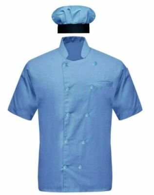Chef Coat with Cap Half Sleeves Jacket Hotel Restaurant kitchen Uniform for Men - Image 1 of 4