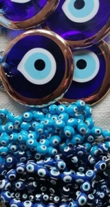 Evil Eye Protection Lot, 4Large 4.25" Glass Eyes, Plastic Evil Eye Beads, Crafts - Picture 1 of 6