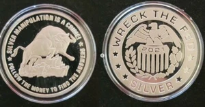 2021 Wrack the Fed 1oz 0,999 Silber Manipulation ist eine kriminalitätssichere Runde mit COA - Bild 1 von 1