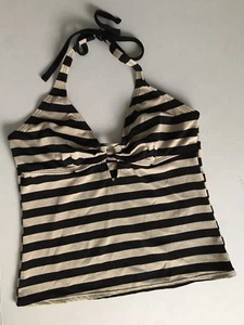 Apt. 9 Traje de baño Tankini para mujer Anillo de rayas metálicas negro y dorado Top Sz. M - Imagen 1 de 6