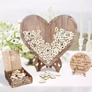 Hochzeitsdeko Gästebuch Hochzeit aus Holz mit 91 Herzen Box Gästebücher Landhaus - Bild 1 von 9