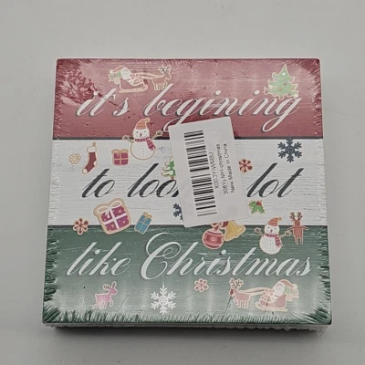 Настенный декор квадратный знак 5x5 дюймов It's Beginning To Look A Lot Like Christmas - Изображение 1 из 4