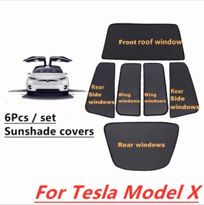 6X Window Glass Roof Sunshade Shade Sunroof Skylight Net For Tesla Model X 16-20 - Picture 1 of 7