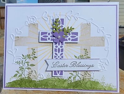 EASTER BLESSINGS Handmade Easter Card Kit, Stampin Up, Cross Easter Card, - Image 1 of 4