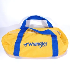 1970’s Wrangler Duffle Bag Vintage Luggage Yellow Blue Jeans Cowboy Case - Picture 1 of 15