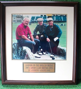 Framed Picture Palmer Nicklaus Watson 1995 Swilcan Pose St Andrews Golf - Picture 1 of 4