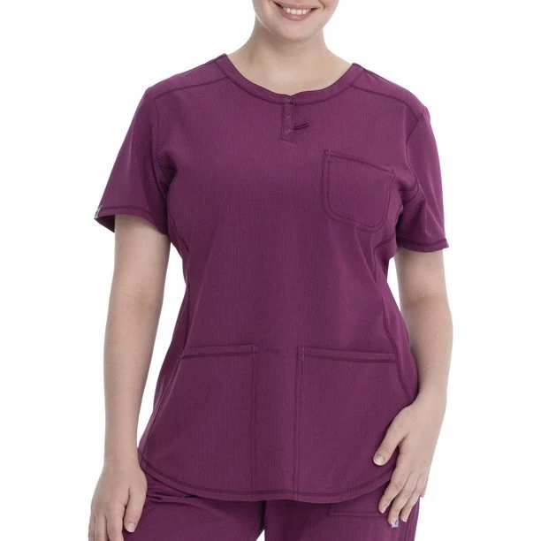 Scrubstar Womens small Supreme V-Neck Antimicrobial Eggplant Purple Stretch