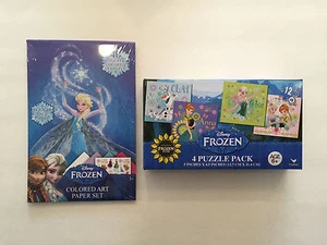 Juego de papel artístico de color Disney FROZEN Anna Elsa Navidad + paquete de 4 rompecabezas - Imagen 1 de 2