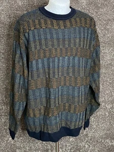 Suéter de cuello redondo After Dark para hombre talla 2XL azul marrón espiga vestido informal - Imagen 1 de 11