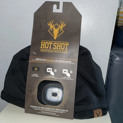 HOT SHOT Men’s Black Rechargeable LED Lighted Fleece Beanie – Realtree Hunting - Image 1 of 2