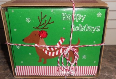 20- Gift Wrap Company DACHSHUND 🎁 Christmas Cards WIENER DOG Happy Holidays BN - Image 1 of 4