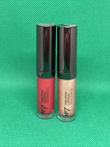 No7 High Shine Lip Gloss Pink Hydrangea & Pink Latte .15oz Each Travel Size NWO - Picture 1 of 2