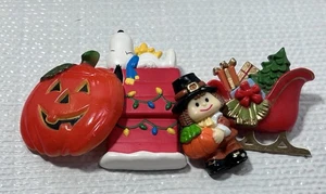 4 VTG Holiday Pin Shirt Decor Halloween Christmas Thanksgiving Snoopy Grannycore - Picture 1 of 15