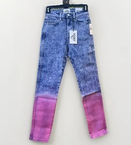 NWT Jordache Pink Ombre Skinny Jeans Womens 24 Retro 80s Big Hair Bands Dip Dye - Picture 1 of 16